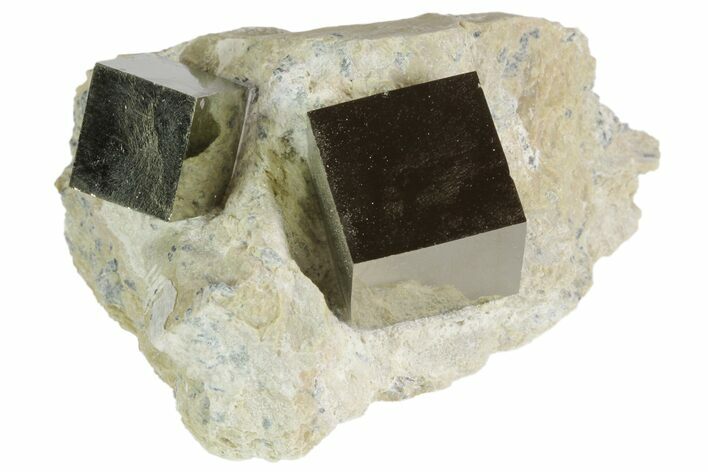 Natural Pyrite Cubes In Rock From Spain #82096